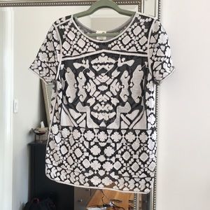 Black and White Sheer Shirt with stitching